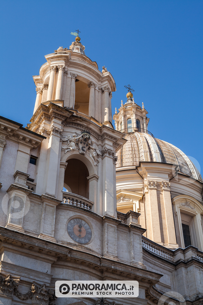 A lovely day of snow in Rome, Italy, 26th February 2018: a beautiful view of Saint Agnese in Agone in Navona Square under the snow