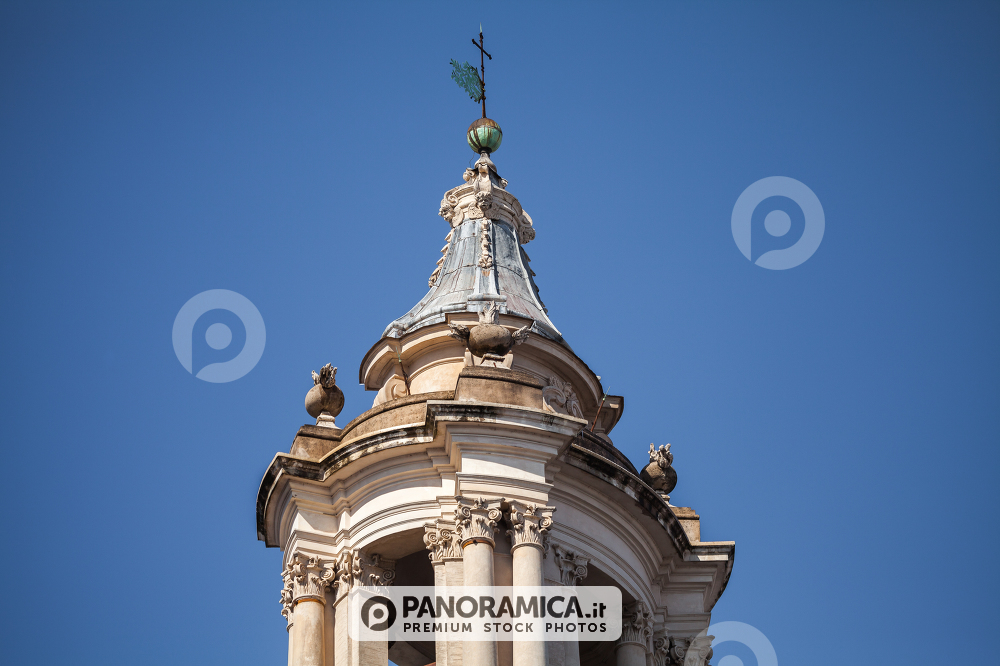 A lovely day of snow in Rome, Italy, 26th February 2018: a beautiful view of Saint Agnese in Agone in Navona Square under the snow