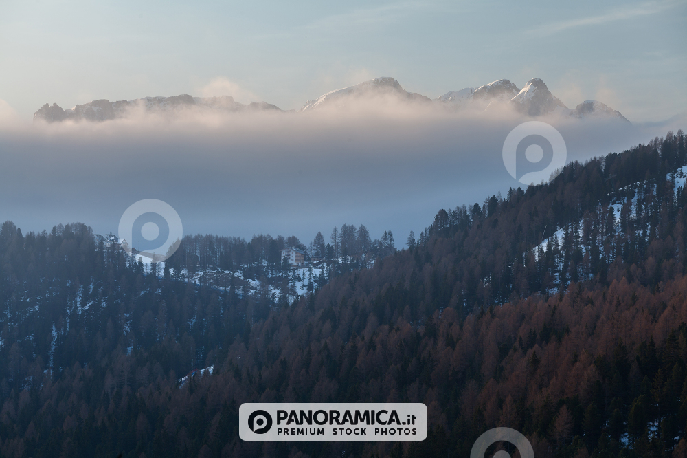 A view of some mountain peaks to southern Dolomites, Paneveggio Natural Park, Italy.