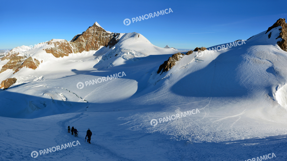 Alpinisti sul Monte Rosa verso la Piramide Vincet 