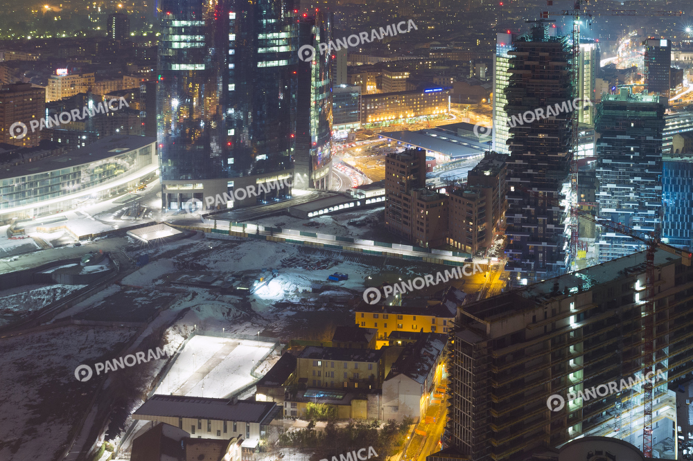 Cantiere del Parco di Porta Nuova innevato