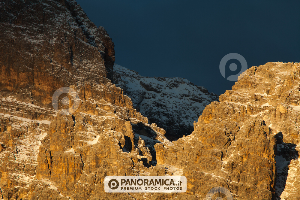 Details of Mount Cristallo from Antorno Lake, Dolomites, Cortina d'Ampezzo, Veneto, Italy