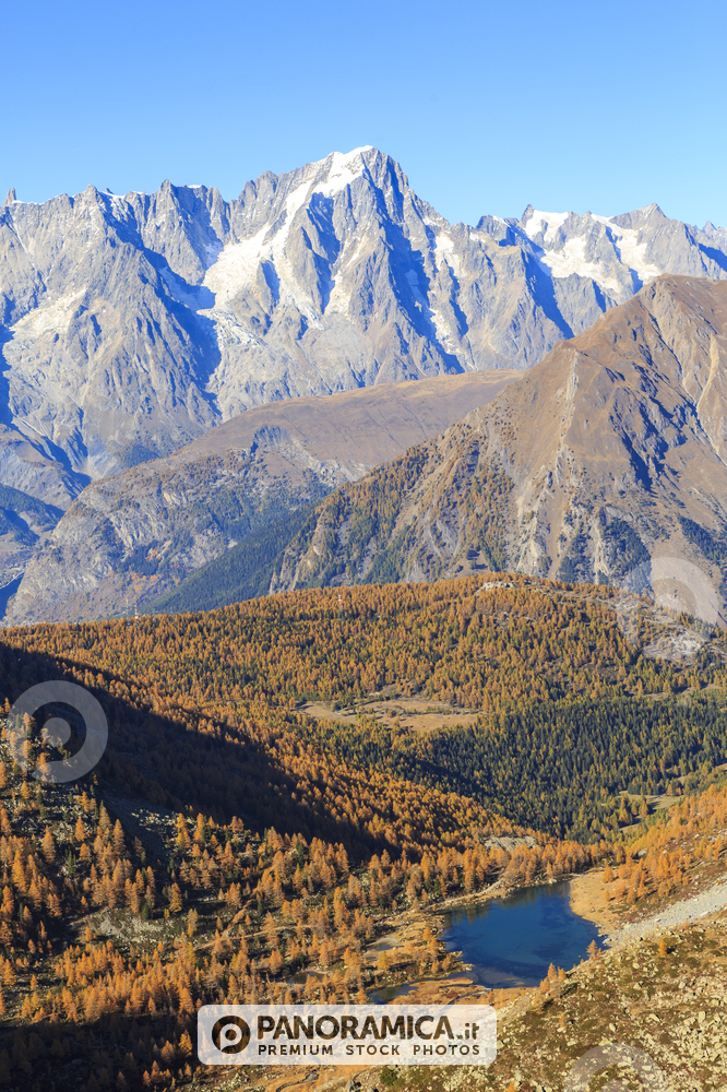 Grande Jorasses e lago d'Arpy in autunno