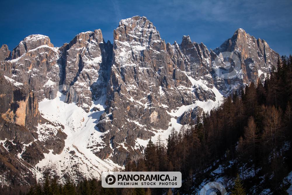 Pale di San Martino viewed from Val Venegia, Dolomites, Trentino Alto Adige, Italy