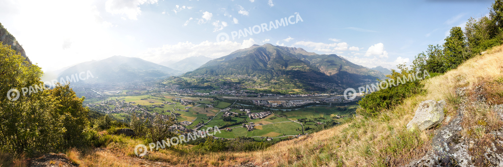 Panoramica sopra Pollein e Saint-Christophe