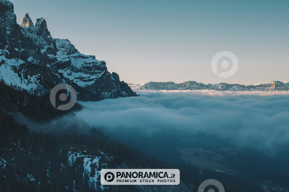 Sass Maor peak arounded by clouds, Pale di San Martino, Dolomite