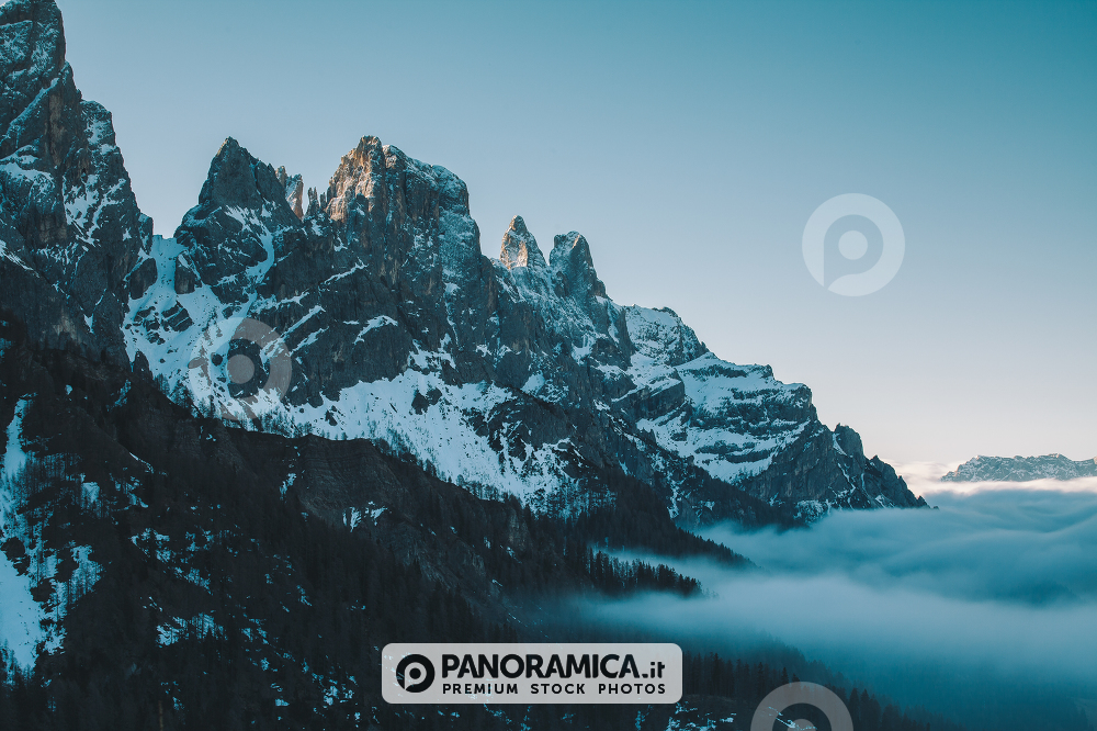 Sass Maor peak arounded by clouds, Pale di San Martino, Dolomite