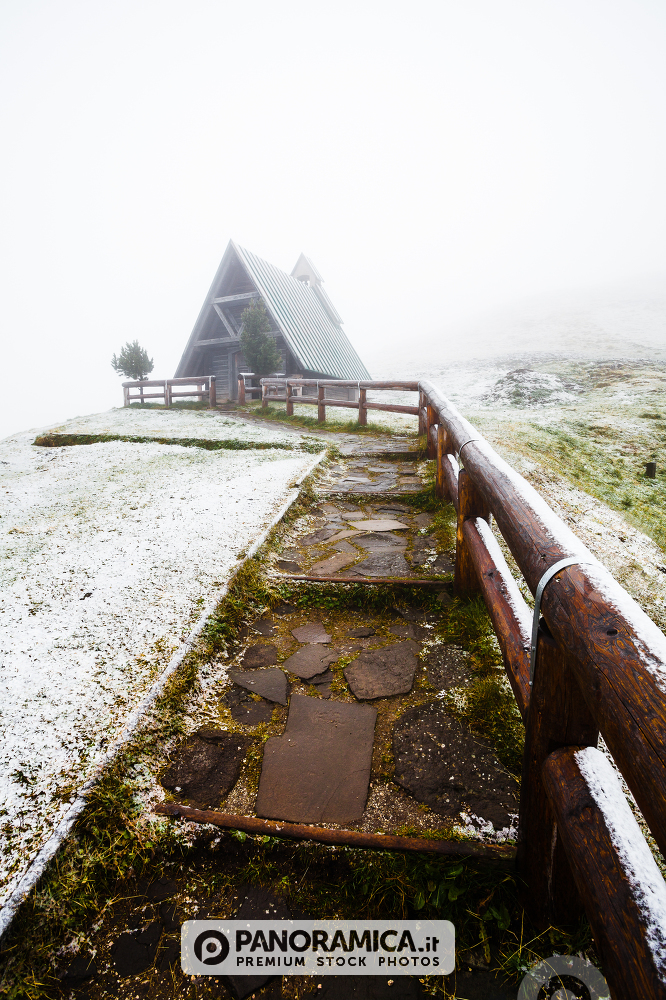 The little Church of Giau Pass, Dolomites, Veneto, Italy