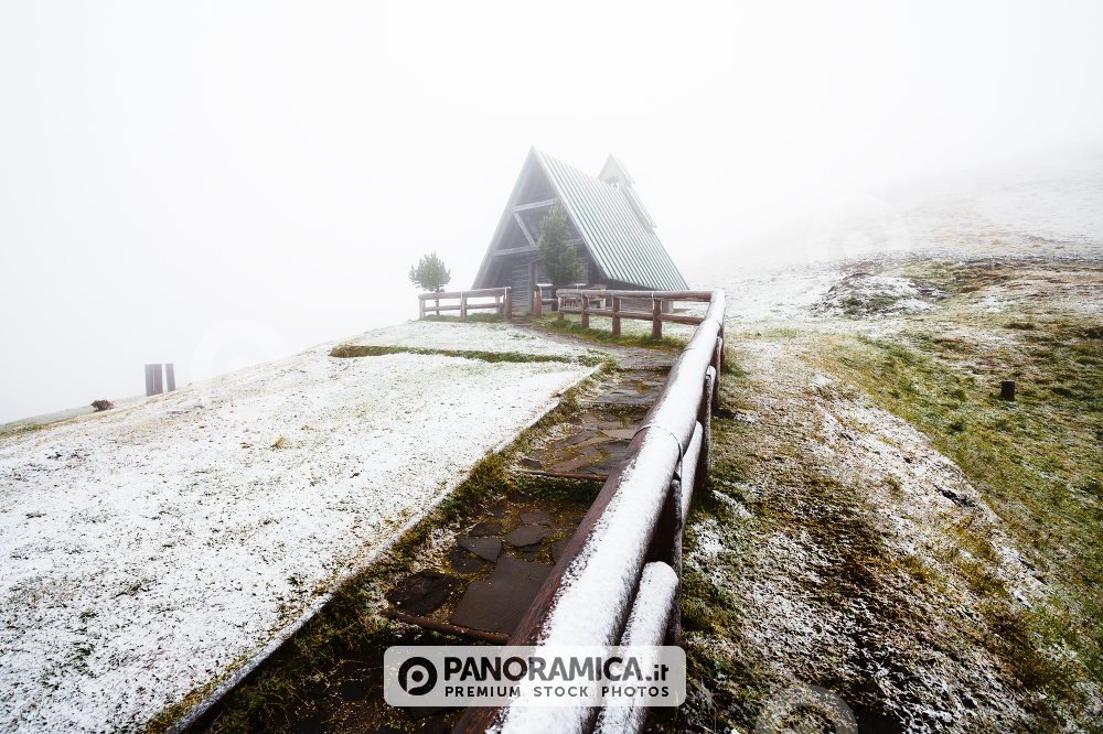 The little Church of Giau Pass, Dolomites, Veneto, Italy