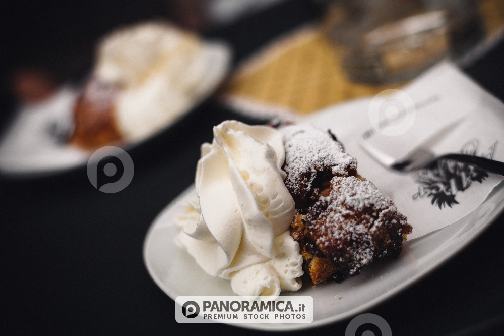 Typical strudel dessert in North Italy, Canazei, Dolomites