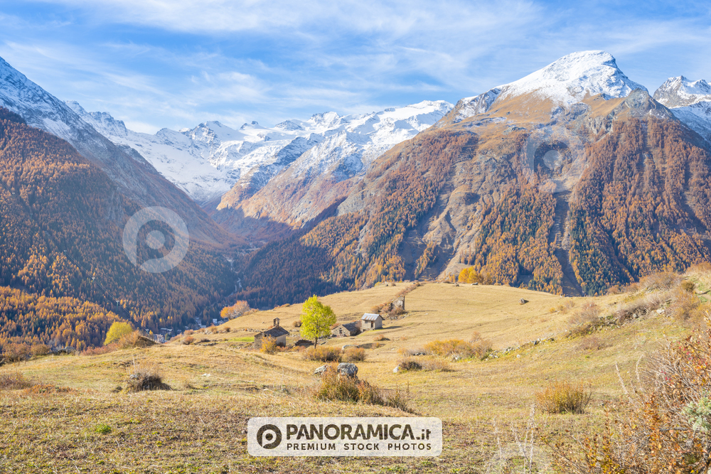 Valnontey vista da Plan de la Cretetta, Valle di Cogne, Valle d'Aosta, Italia