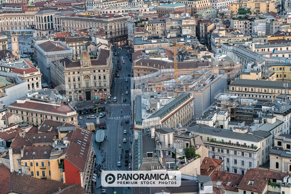 Veduta aerea di Piazza Cordusio e Via Orefici